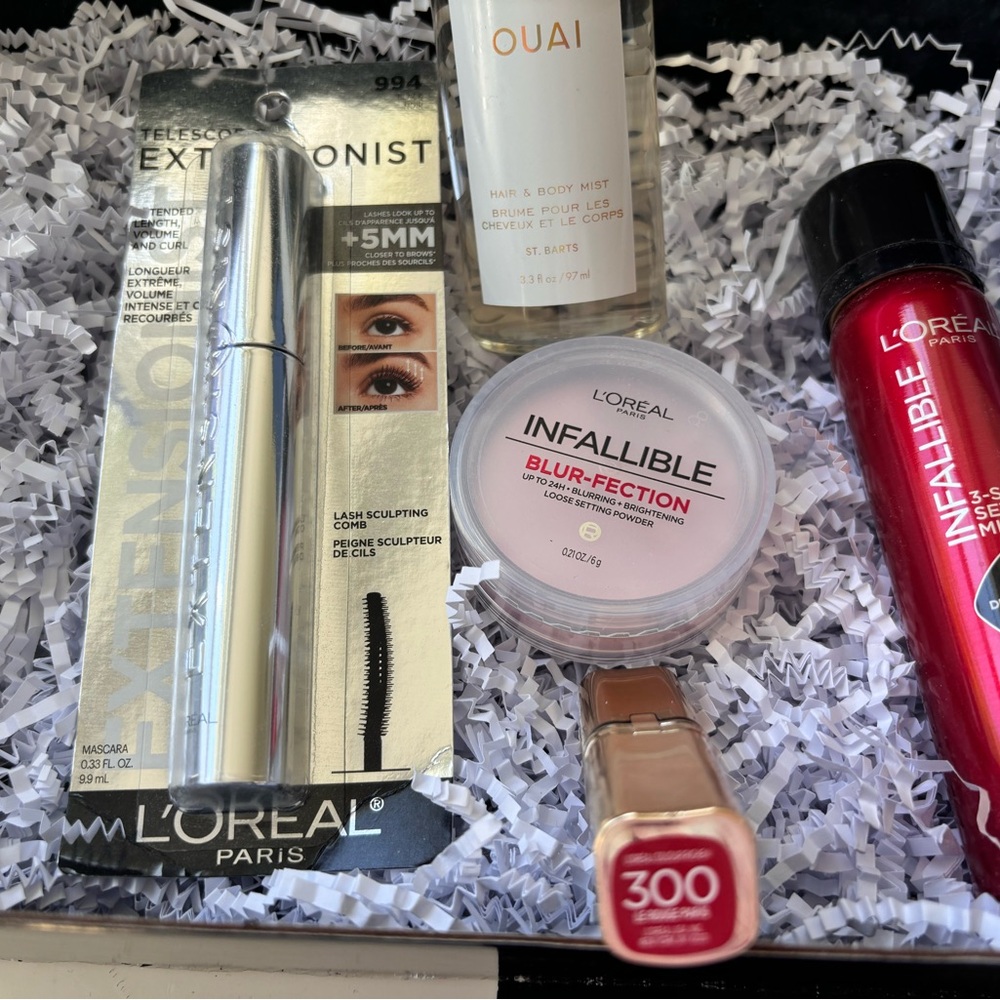 L'Oréal Infallible Blur-Fection Setting Powder Pink Extensionist mascara Mist